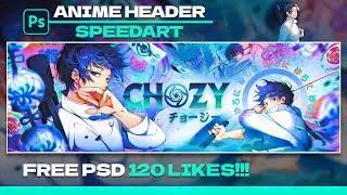 Yuta Anime Header Tutorial/Speedart in Photoshop | 🟢 FREE PSD AT 120 Likes!