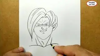 VERY EASY , How to draw son goku dragon ball , manga from japan / learn drawing academy