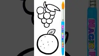 Grapes and Orange Drawing, Painting and Coloring !