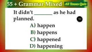 55 + Grammar Tenses Quiz | English Tense Practice Test | English Grammar Quiz | No.1 Quality English