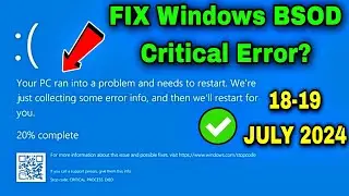 Critical Process Died Windows 10 Solution | Windows Blue Screen Error | Windows Issue Today