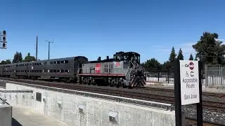 Caltrain Funeral Train with MP15DC 504 & 18 Gallery Cars at Santa Clara Station