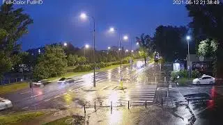 Traditional FullHD IP camera with IR illuminator VS Full-Color FullHD IP camera in rainy weather