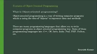 Feature or properties of object oriented programming