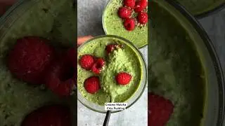 NATURALLY SWEET, NO COCONUT MILK creamy matcha chia pudding. Healthy breakfast, dessert, or snack