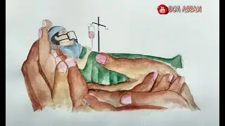 Fight against corona virus a patient drawing / watercolour drawing