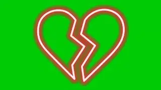 Animated Neon Heart break in green screen background | 4K