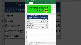 Excel Trick 2 :Excel में Cell Format Shortcuts