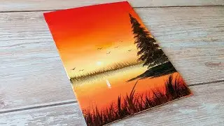 easiest way to paint a sunset / easy acrylic painting ideas for beginners ✨️