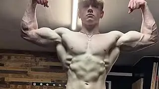 Young Guy flexing muscles