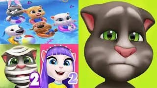 My Talking Angela2 vs Talking Tom vs Talking Tom2 vs Tom Friends |Tom2 Spooky Trains Gameplay Ep3988