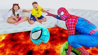 Floor is Lava Superheroes + more challenges for kids with Adriana and Ali