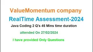 Value Momentum | java coding Realtime assessment Feb|2024|VALUE MOMENTUM | assessment