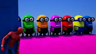 GTA 5 EPIC RAGDOLL SHOW SPIDERMAN VS COLOUR MINIONS FALLS & FAILS LIVE GTA V #gta 99