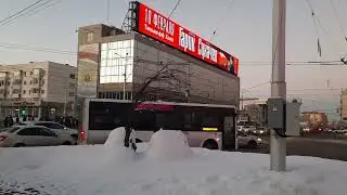 УФА ГЛАЗАМИ МОСКВИЧА, улица Революционная, церез кольцо ул. Цурюпы пеший обзор зимой вечером Цюрупы