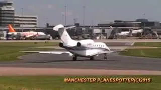 Bis Jet Plane Cessna 750 Citation X D-BOOC Taxing And Taking Off At Manchester Airport 04/06/2015