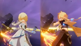 Aether & Lumine in 5.0 Archon Quest (w/ Prototype Sword + Bathing scene)