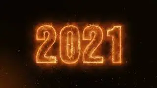 Happy New Year 2021 Word Hot Animated Burning Realistic Fire Flame Loop.