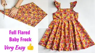 Full Flared Frill Strap Umbrella Cut Baby frock cutting and stitching