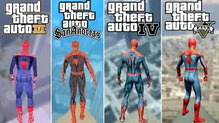 Spider-Man Jumping From Highest Point in GTA Games 2001 - 2024