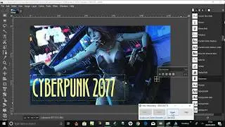 Adding Font called gameness to Gimp and applying to cyberpunk 2077 image