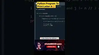 Python Program To Print Letter A #shorts #python #pythonforbeginners💥💯