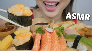 ASMR SUSHI *Salmon Sashimi, Spicy Agedashi Tofu, Fried Gyoza with Assorted Nigiris NO Talking | N.E