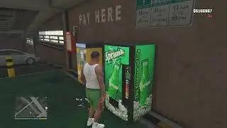 GTA V Franklin drinking soda from the vending machine in 1st floor parking lot