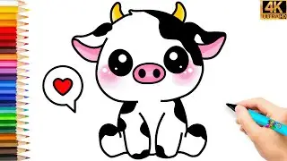 МИЛЫЙ РИСУНОК КОРОВЫ 🐄 КАК ЛЕГКО НАРИСОВАТЬ КОРОВУ 😍 РИСОВАНИЕ 🌈 ЛЕГКИЕ ЧЕРТЕЖИ