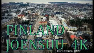 Joensuu spring 2023 Finland seen from air 4K drone scenery