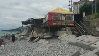 Пляж Фламинго восстанавливают. Он стал шире. Лазаревское Сочи. Воздух +32 С, вода+23 С. 10 июня 2024