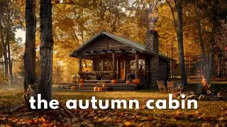 Autumn Ambience 🍂ㅣCrunching Leaves, Birdsong & CampfireㅣCabin Ambience