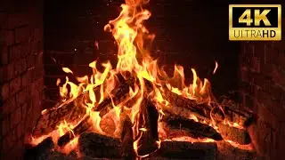 Grand Fireplace with Crackling Fire Sounds | 4K Screen Saver Magic, Fogata 4K, Screensaver 4K