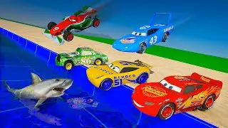 Challenge Disney Pixar Cars Lightning McQueen The King Francesco Bernoulli Cruz fall into Deep Water