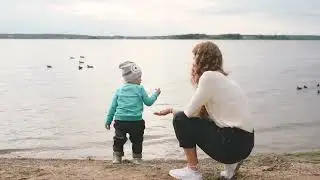 Mom and Son by the Beach Shore || Copyright free vedios || no copyright footage