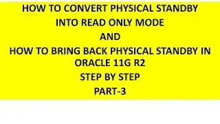 How to convet physical standby into read only mode part-3