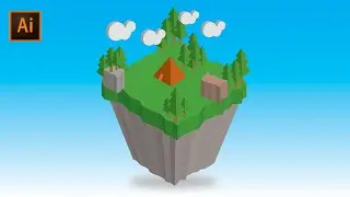 How to Create a 3D isometric Island in Adobe illustrator | Illustrator tutorial