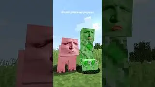 Грустный сигма-крипер с сигма-свинкой шли по полю в minecraft! 🤣