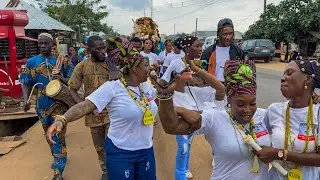 Parading the village with the art of talking drum and Deity praises - Osun festival in Nigeria Ep1