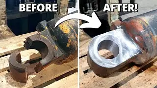 Replacing BROKEN Eye & Repair CRACKED Cylinder for D10 Dozer | Machining, Welding, Milling