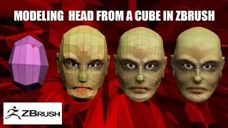 Zbrush 2020 beginner tutorial: Modeling head from a cube with topology for games