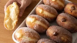 Custard Cream Donuts（Vanilla & Chocolate）｜HidaMari Cooking