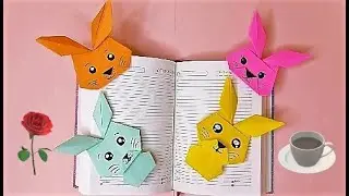 Закладка для книг оригами ЗАЙЧИК из бумаги / Бумажный заяц / Bookmark for origami books PAPER BUNNY